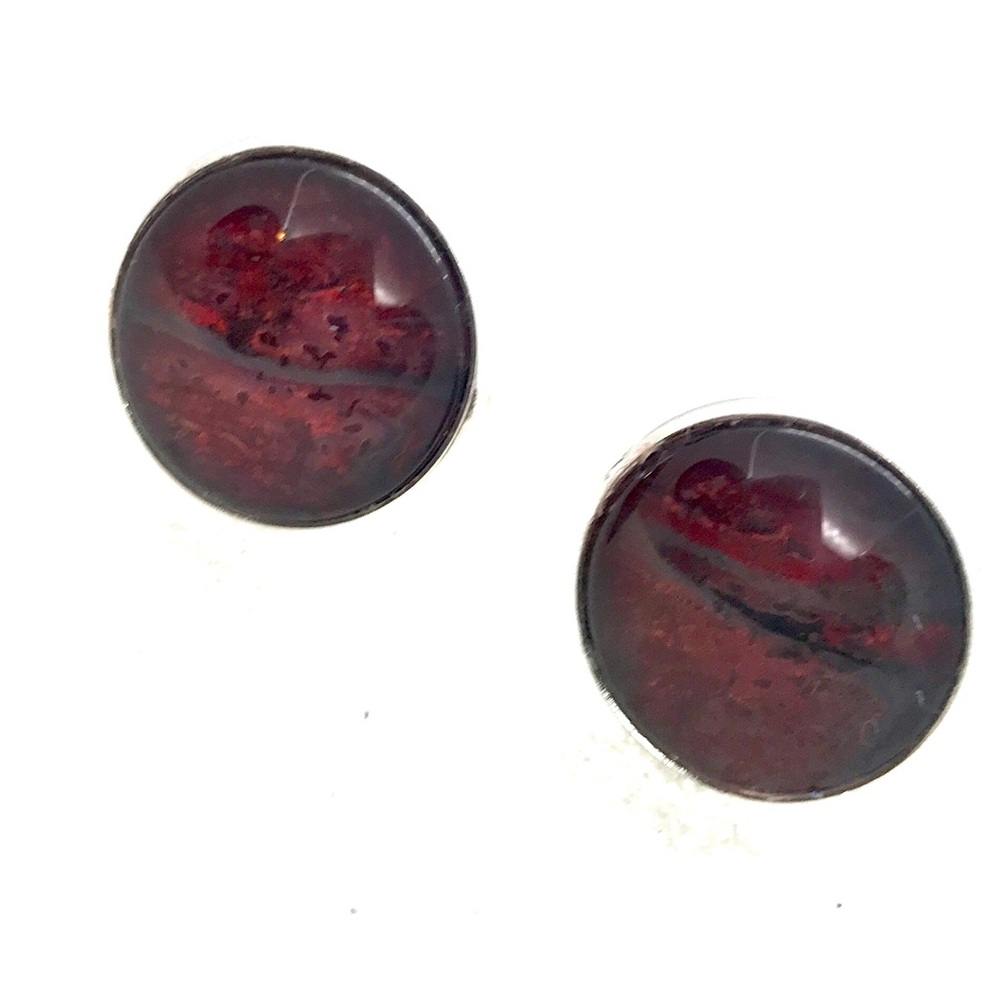 Cufflinks silver plated handcrafted glass